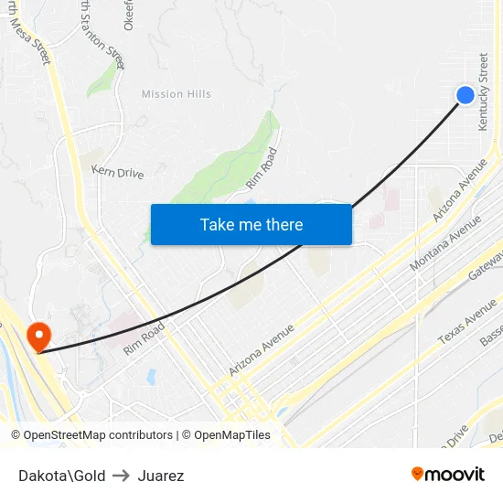 Dakota\Gold to Juarez map