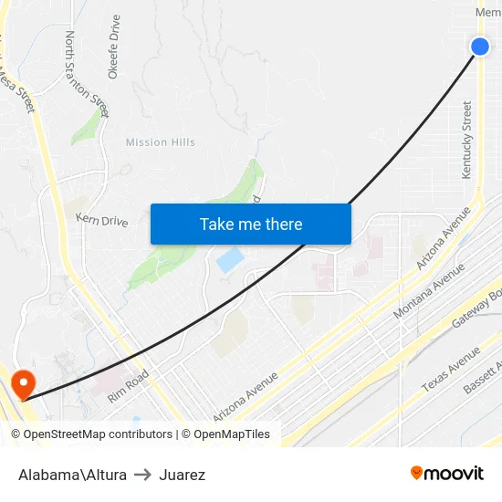 Alabama\Altura to Juarez map