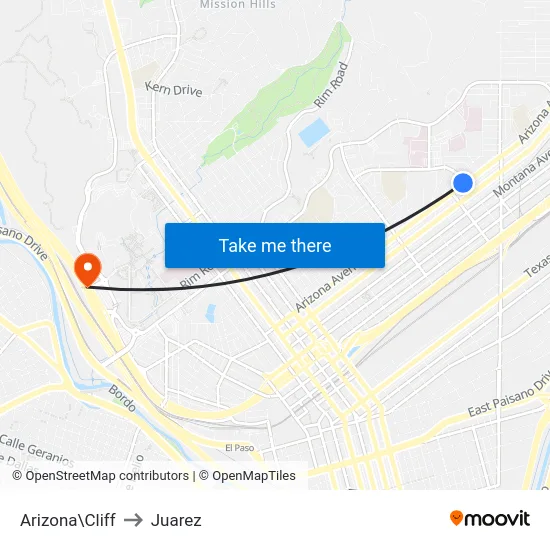 Arizona\Cliff to Juarez map