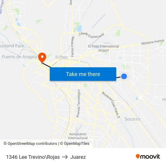 1346 Lee Trevino\Rojas to Juarez map
