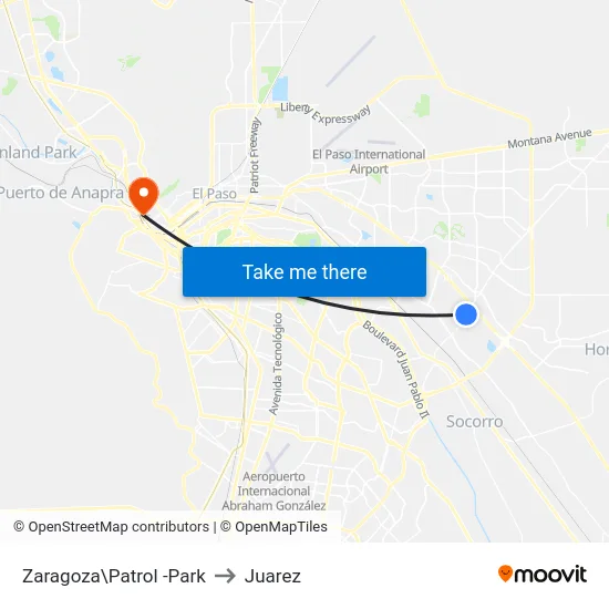 Zaragoza\Patrol -Park to Juarez map
