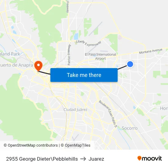 2955 George Dieter\Pebblehills to Juarez map
