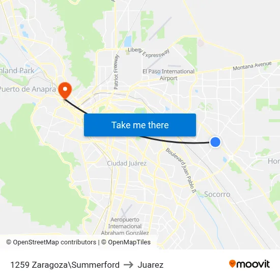 1259 Zaragoza\Summerford to Juarez map