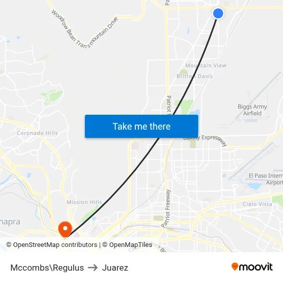 Mccombs\Regulus to Juarez map