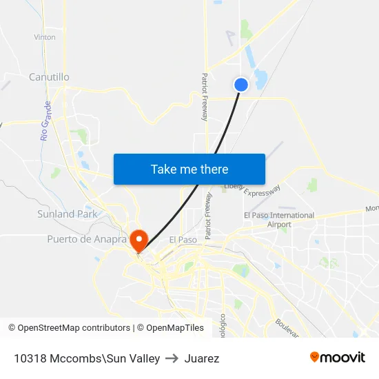 10318 Mccombs\Sun Valley to Juarez map