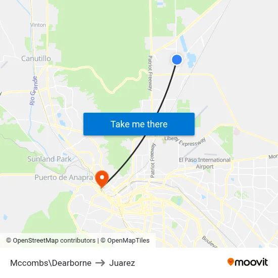 Mccombs\Dearborne to Juarez map