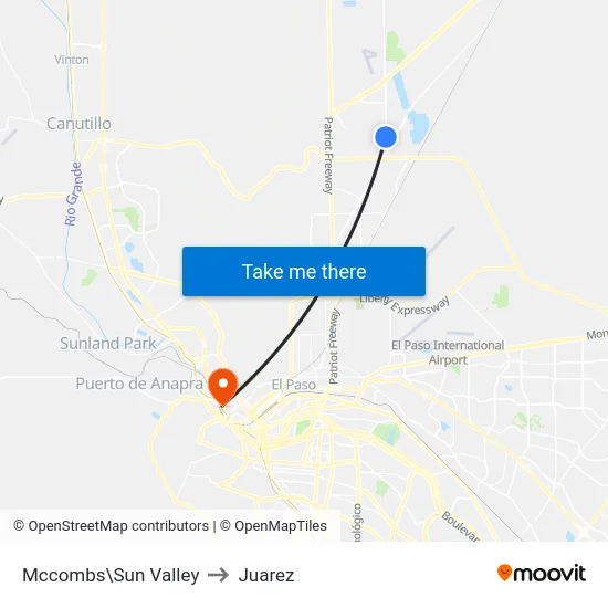 Mccombs\Sun Valley to Juarez map