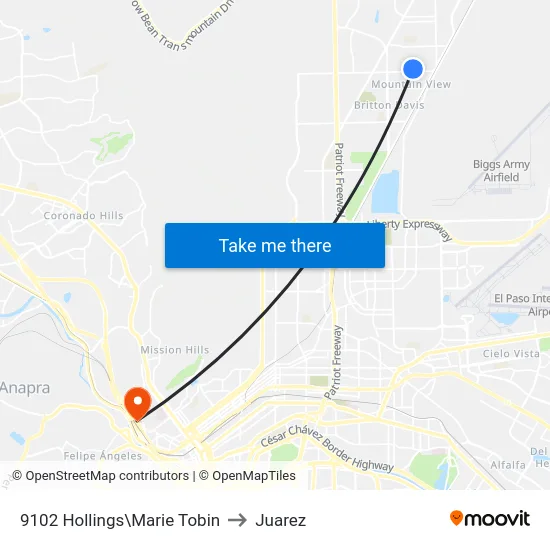 9102 Hollings\Marie Tobin to Juarez map