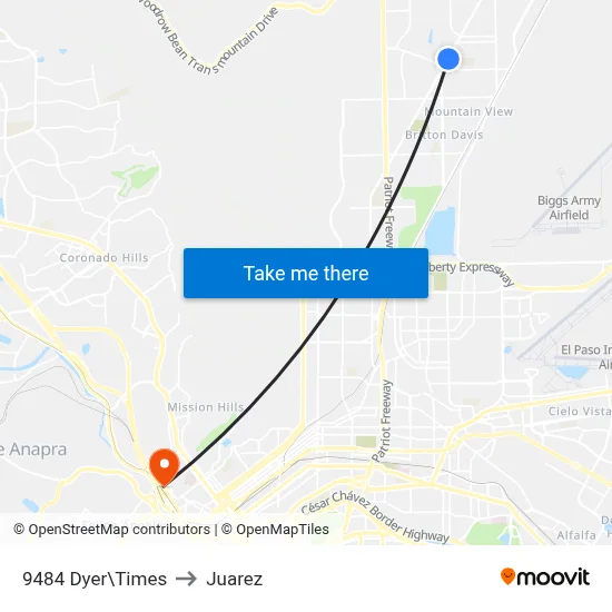 9484 Dyer\Times to Juarez map