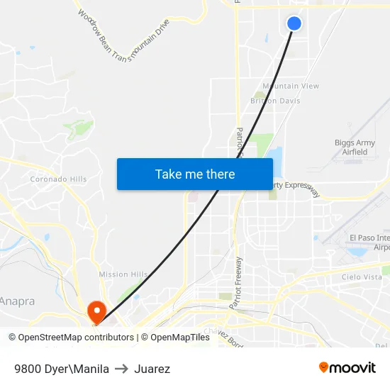 9800 Dyer\Manila to Juarez map