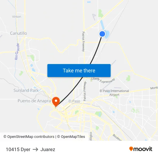 10415 Dyer to Juarez map