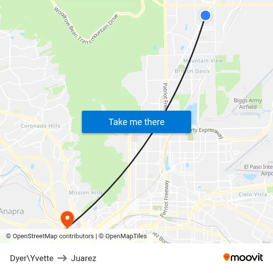 Dyer\Yvette to Juarez map