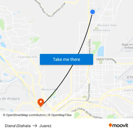 Diana\Stahala to Juarez map