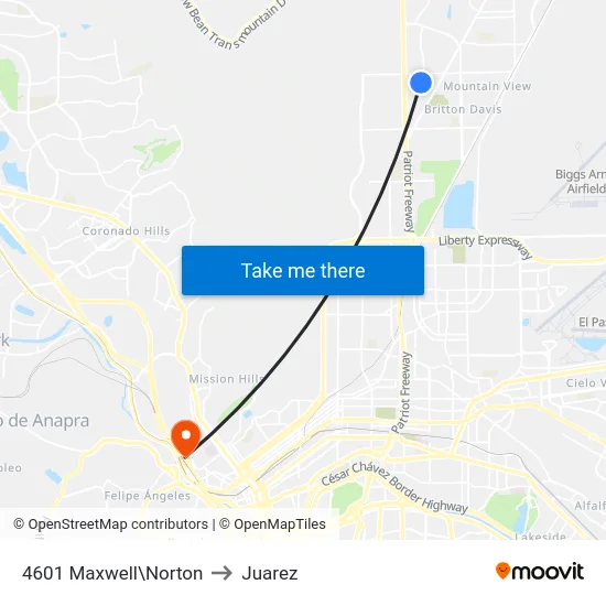 4601 Maxwell\Norton to Juarez map