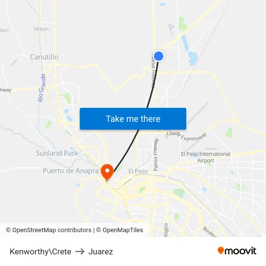 Kenworthy\Crete to Juarez map