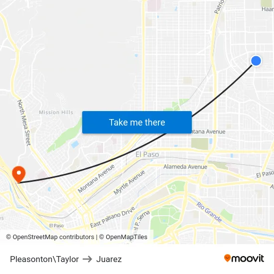 Pleasonton\Taylor to Juarez map