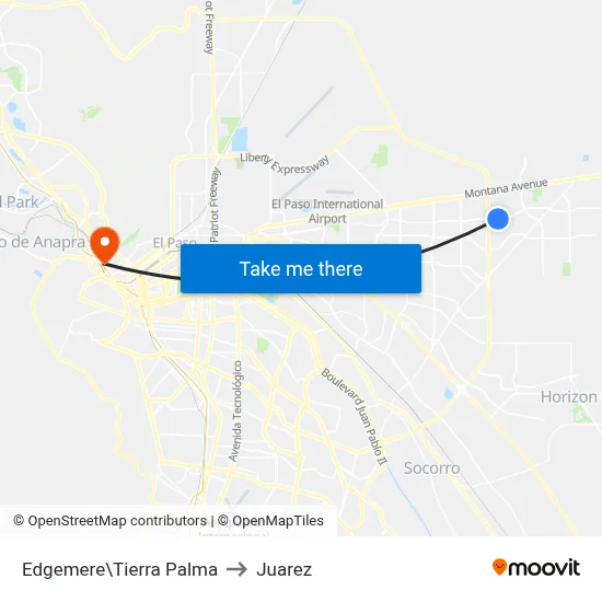 Edgemere\Tierra Palma to Juarez map
