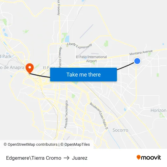 Edgemere\Tierra Cromo to Juarez map