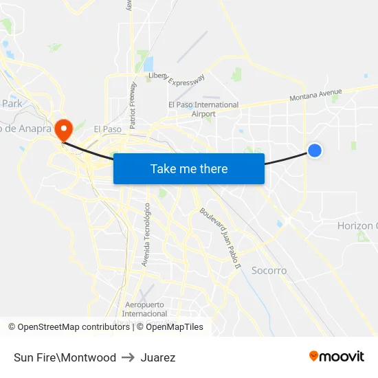 Sun Fire\Montwood to Juarez map