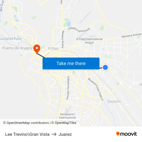 Lee Trevino\Gran Vista to Juarez map