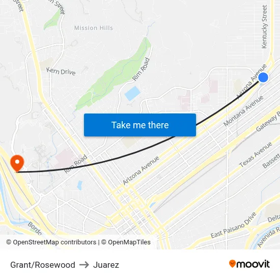 Grant/Rosewood to Juarez map