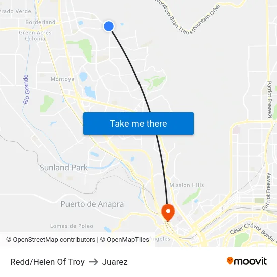 Redd/Helen Of Troy to Juarez map
