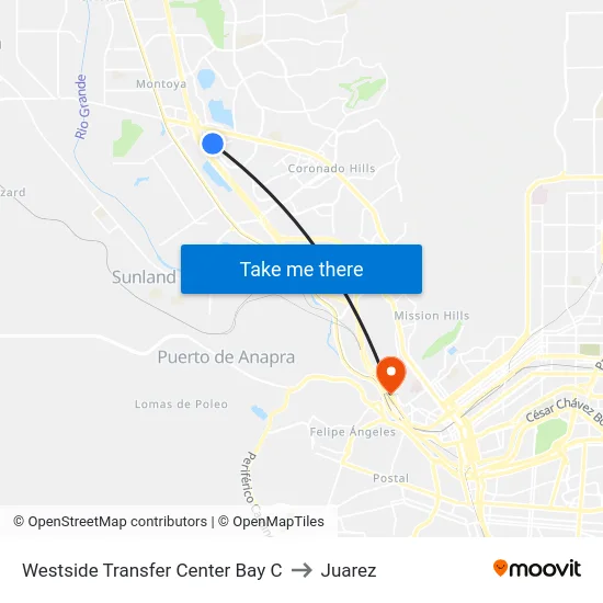 Westside Transfer Center Bay C to Juarez map