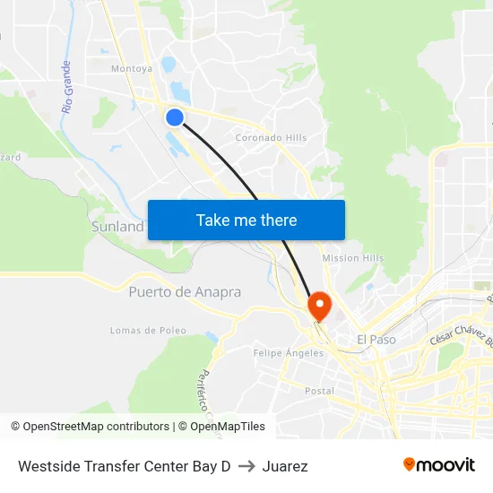 Westside Transfer Center Bay D to Juarez map