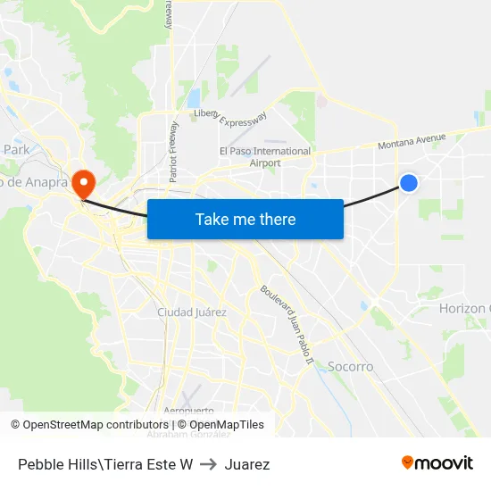Pebble Hills\Tierra Este W to Juarez map