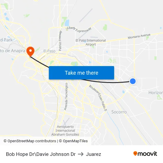 Bob Hope Dr\Davie Johnson Dr to Juarez map