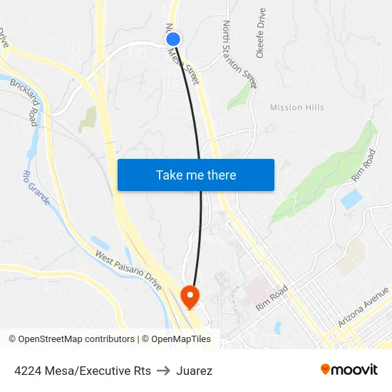 4224 Mesa/Executive Rts to Juarez map
