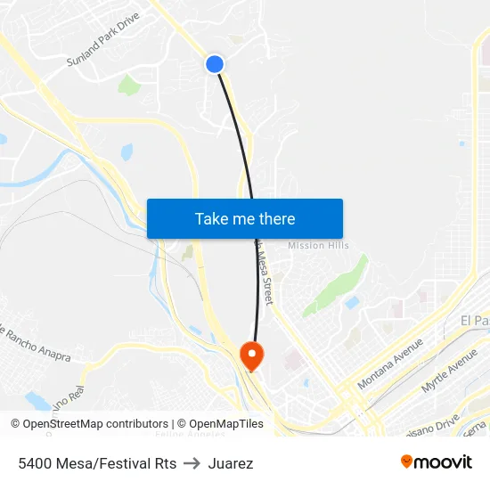 5400 Mesa/Festival Rts to Juarez map