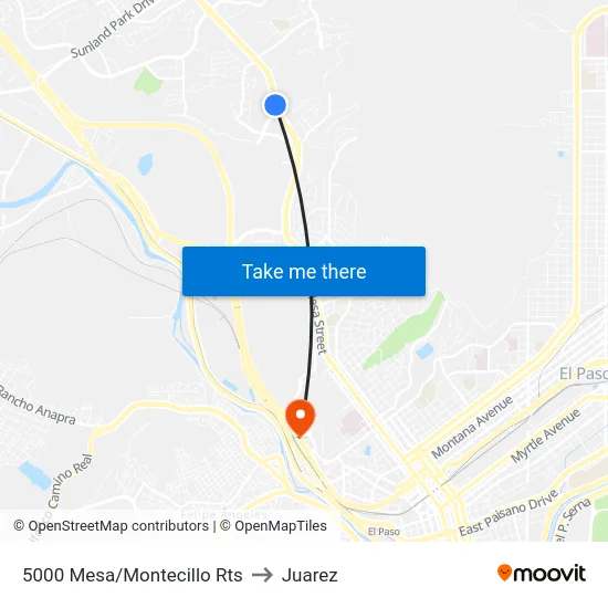 5000 Mesa/Montecillo Rts to Juarez map