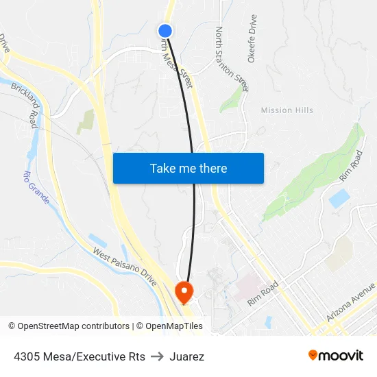 4305 Mesa/Executive Rts to Juarez map