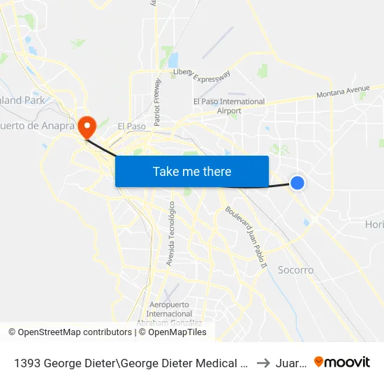1393 George Dieter\George Dieter Medical Plaza to Juarez map