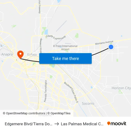 Edgemere Blvd/Tierra Dorada to Las Palmas Medical Center map