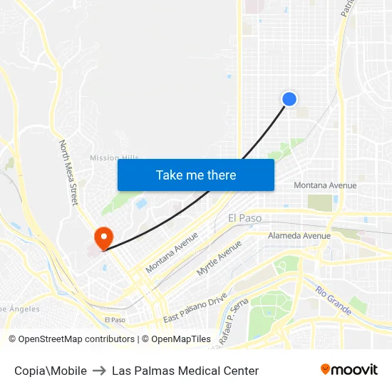 Copia\Mobile to Las Palmas Medical Center map