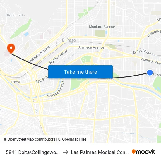 5841 Delta\Collingsworth to Las Palmas Medical Center map