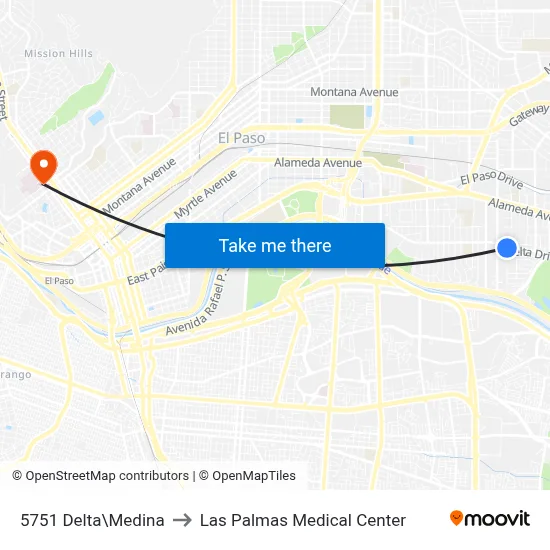 5751 Delta\Medina to Las Palmas Medical Center map
