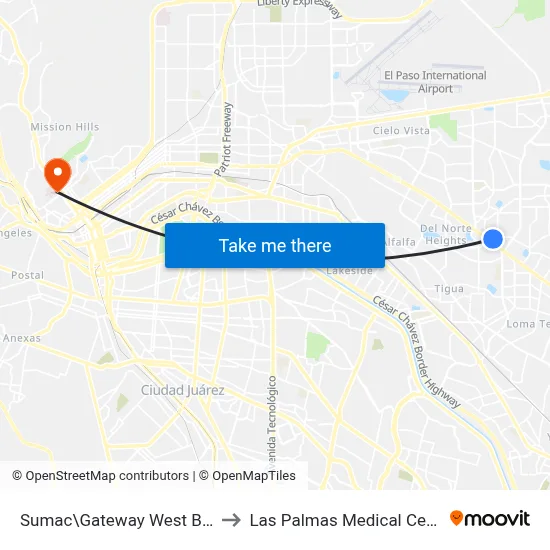Sumac\Gateway West Blvd. to Las Palmas Medical Center map