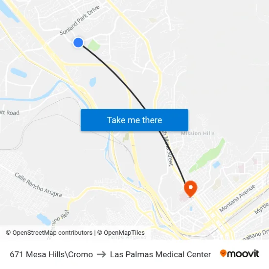 671 Mesa Hills\Cromo to Las Palmas Medical Center map