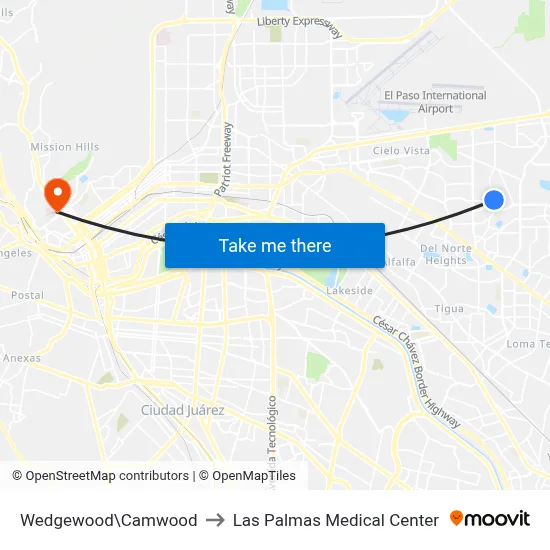 Wedgewood\Camwood to Las Palmas Medical Center map