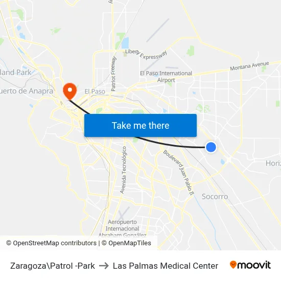 Zaragoza\Patrol -Park to Las Palmas Medical Center map