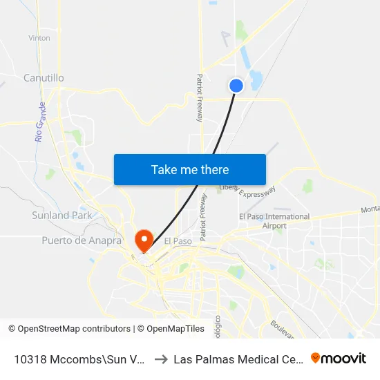 10318 Mccombs\Sun Valley to Las Palmas Medical Center map