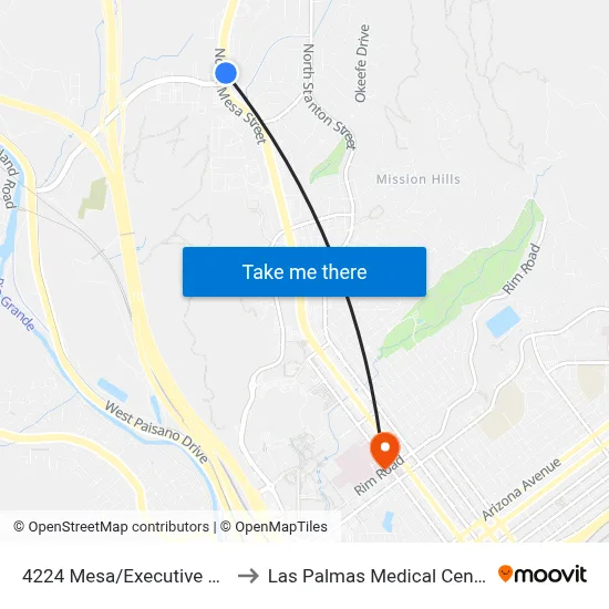 4224 Mesa/Executive Rts to Las Palmas Medical Center map