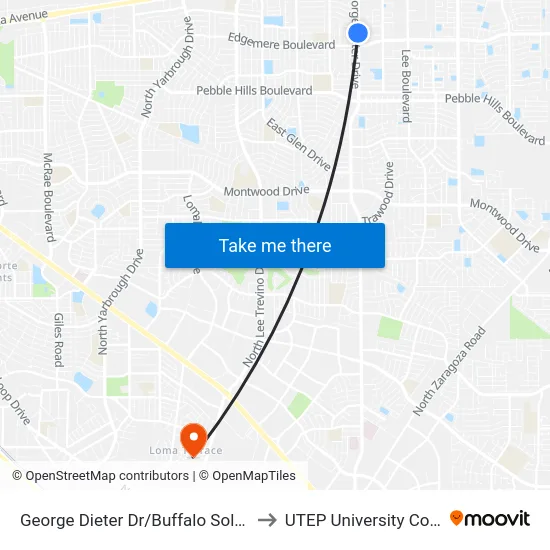 George Dieter Dr/Buffalo Soldier Cr to UTEP University College map