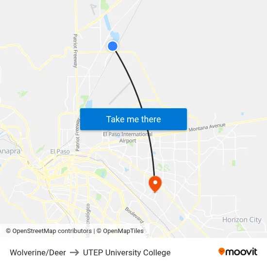 Wolverine/Deer to UTEP University College map