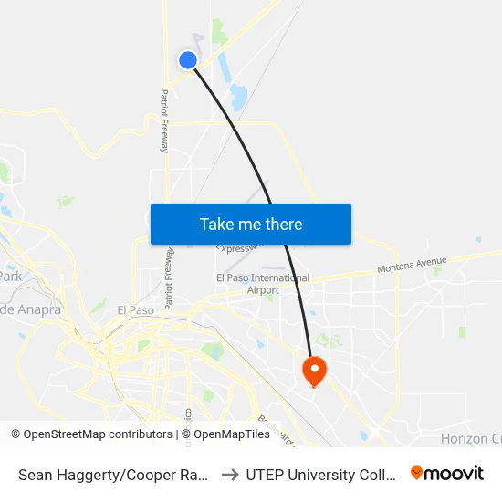 Sean Haggerty/Cooper Ranch to UTEP University College map