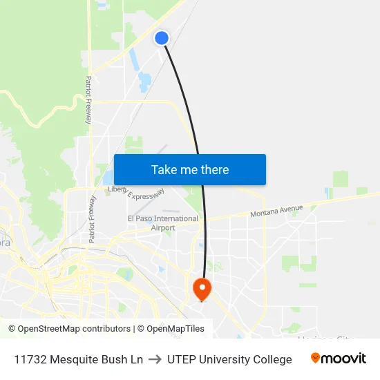 11732 Mesquite Bush Ln to UTEP University College map