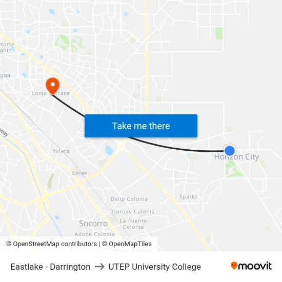 Eastlake - Darrington to UTEP University College map